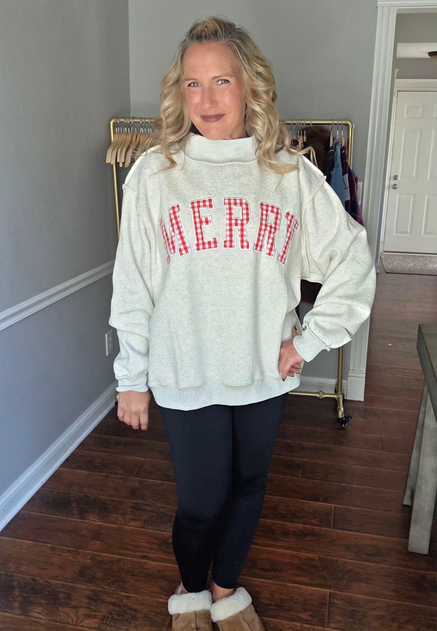 Oversized Light Grey MERRY Mockneck