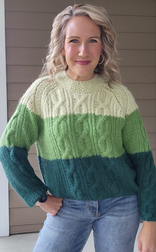 Green Colorblock Sweater