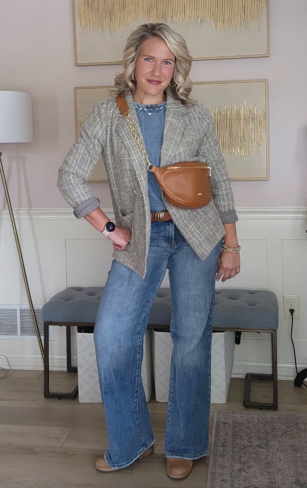 Denim Top with Braid Details