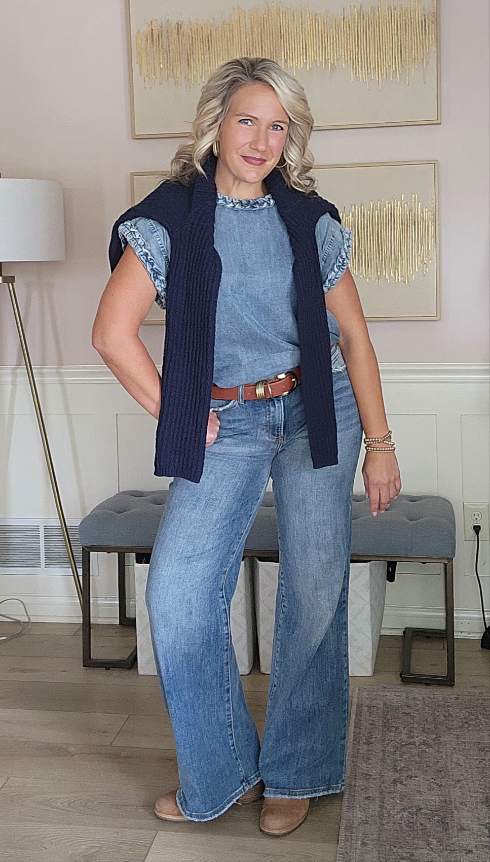 Denim Top with Braid Details