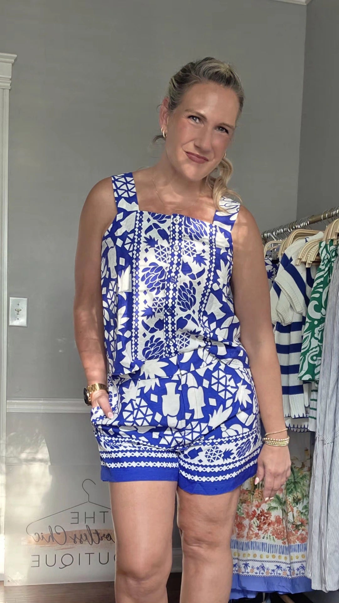 Royal Blue Printed Shorts