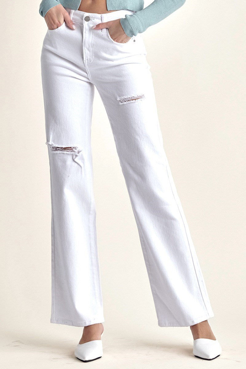 RISEN White High Rise Relaxed Straight Jeans – The Effortless Chic Boutique