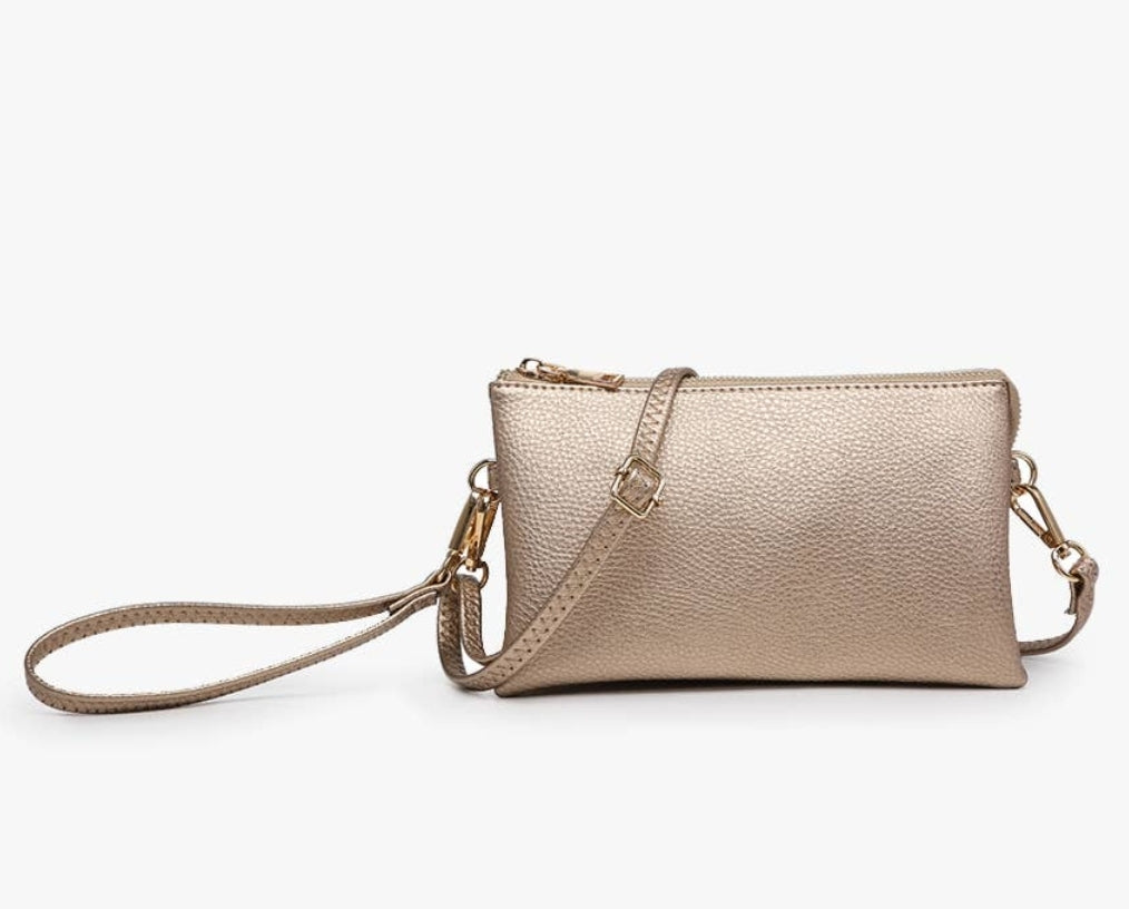 Riley 3-Compartment Crossbody/Wristlet in Champagne