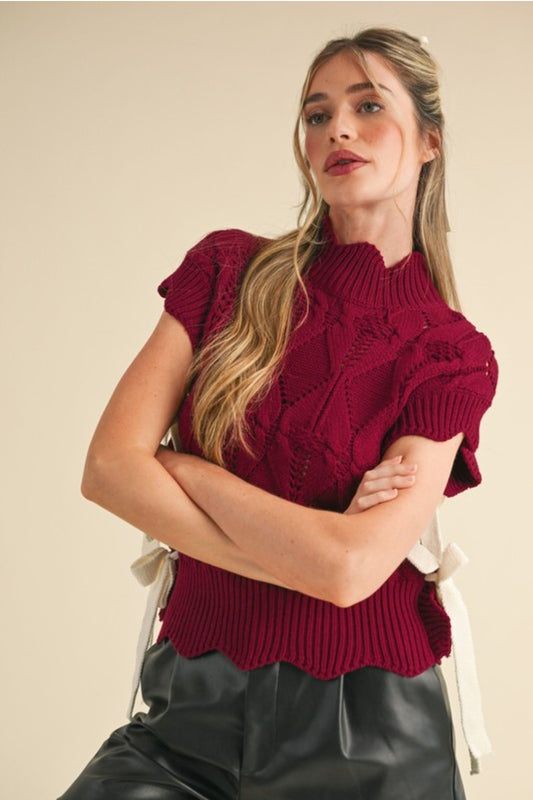 Cranberry Mock Neck Sweater