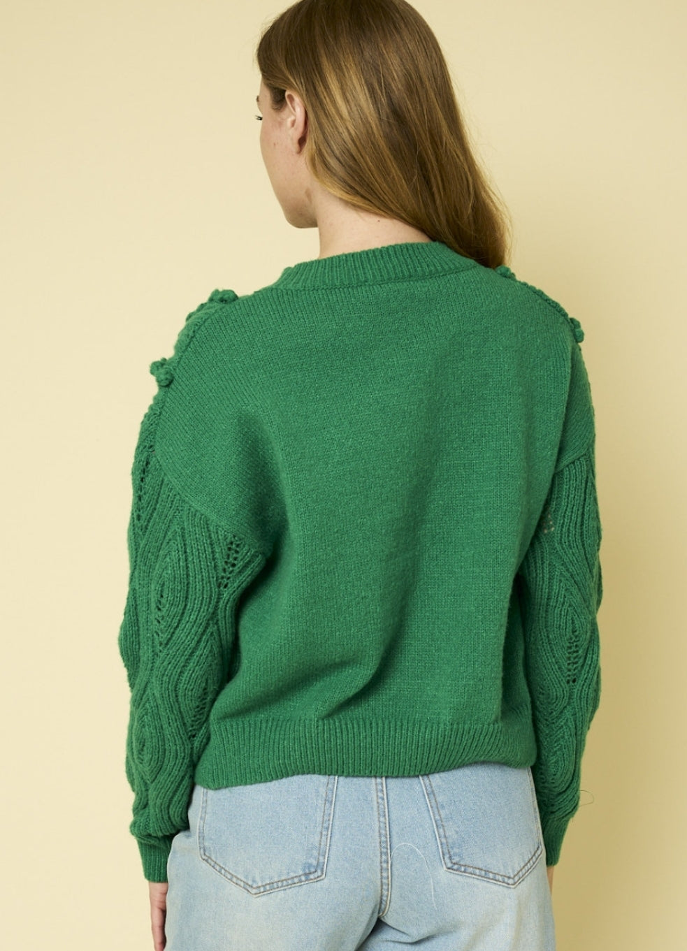 Green Twisted Knit Sweater