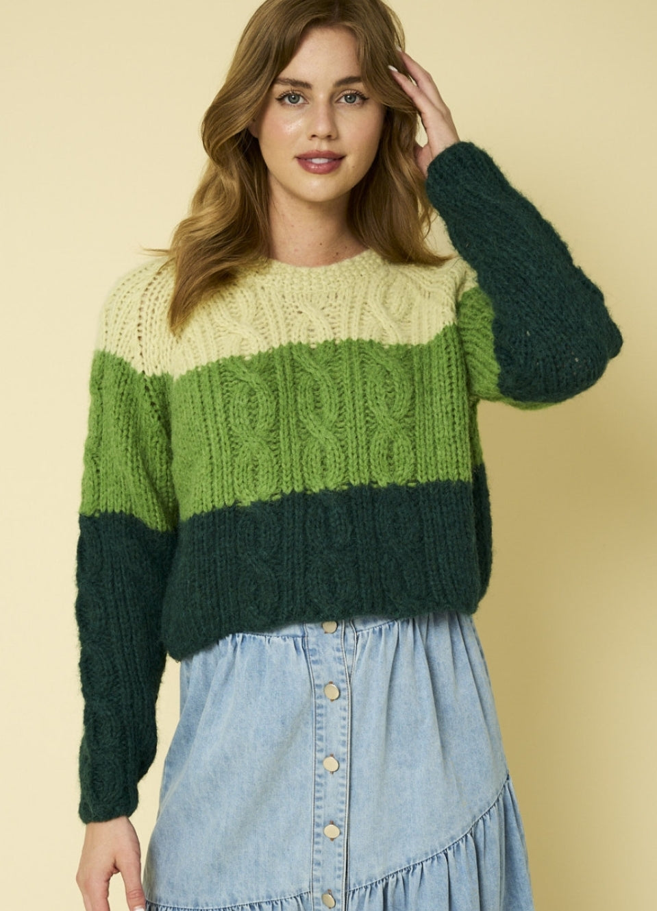 Green Colorblock Sweater