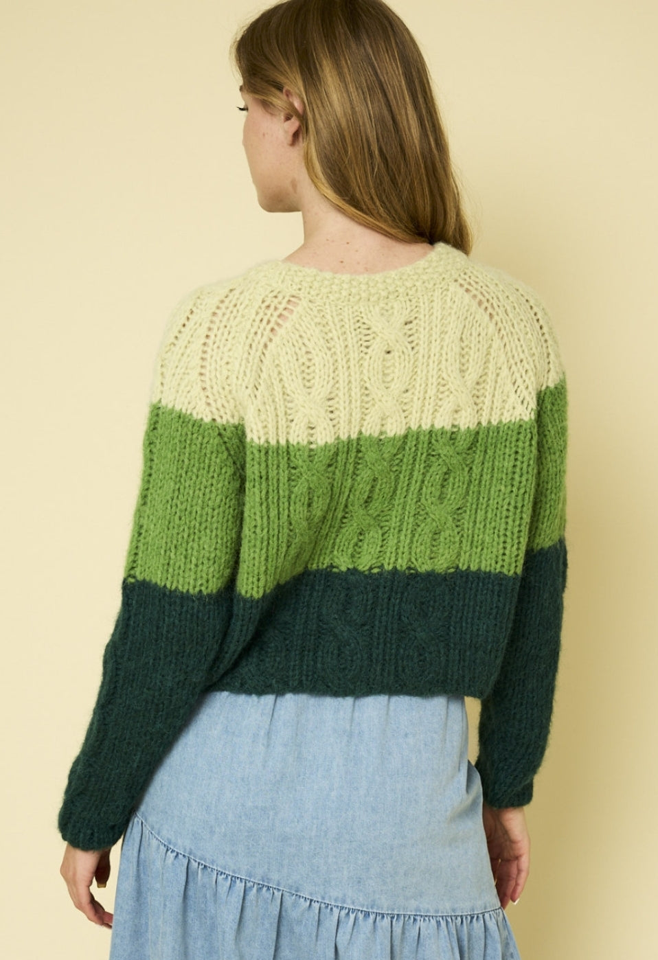 Green Colorblock Sweater