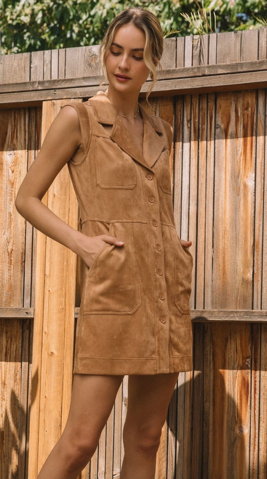 Faux Suede Camel Dress