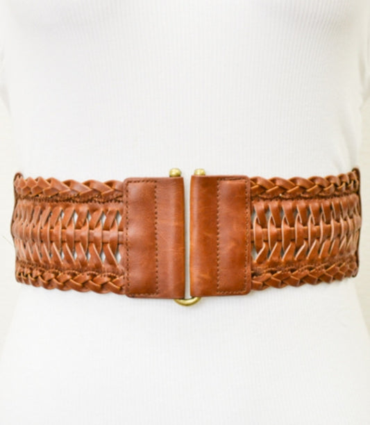 Camel Braided Stretch Belt
