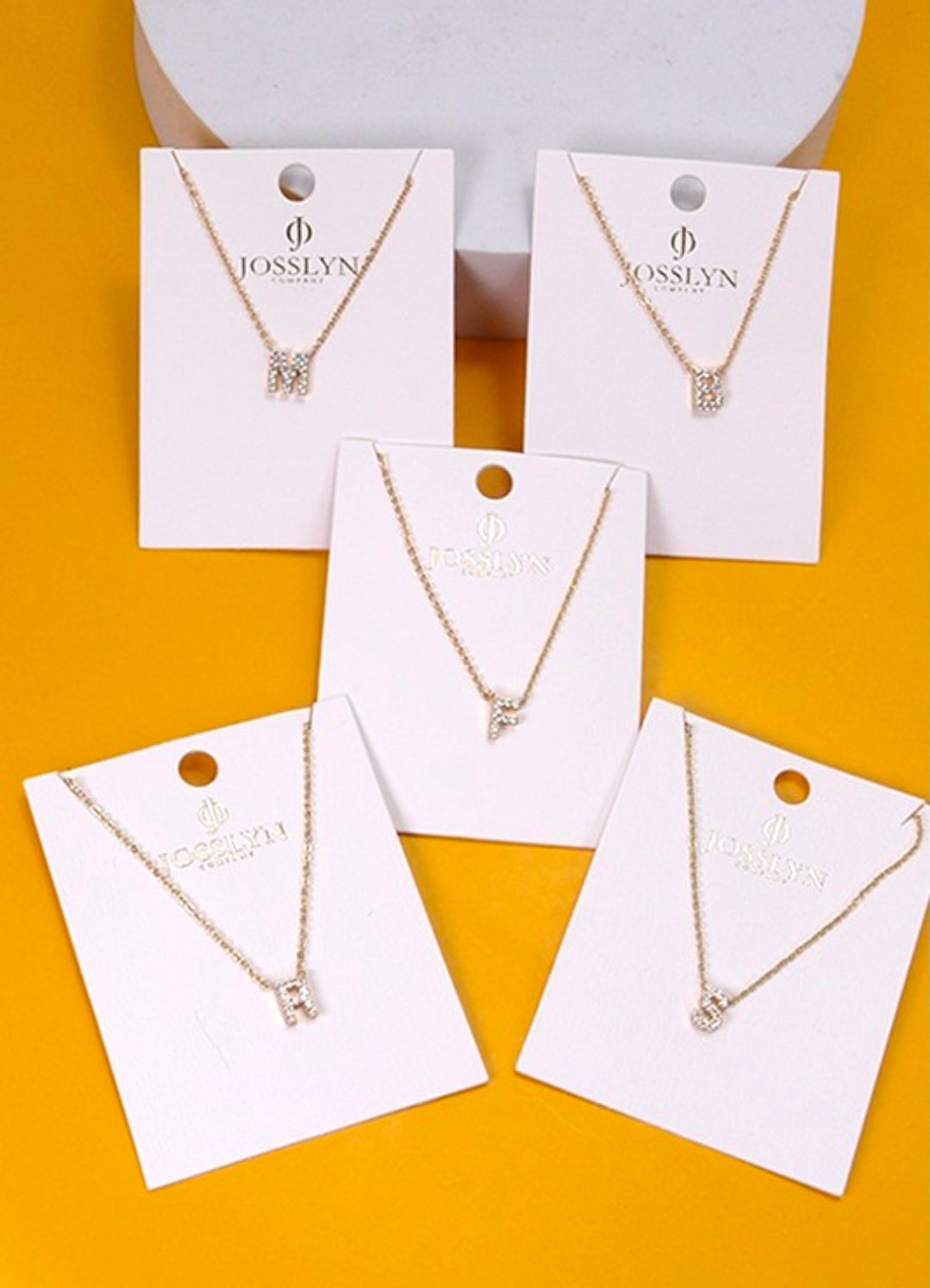 Gold Rhinestone Initial Necklace