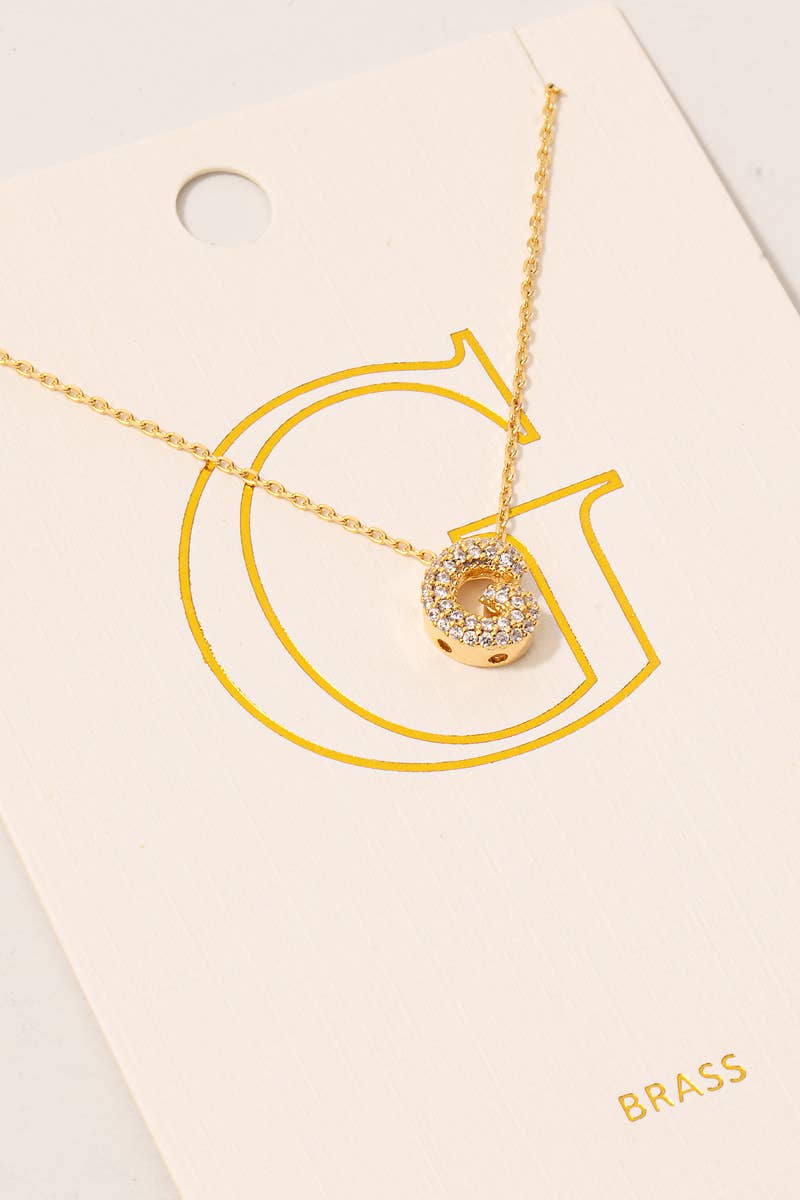 Pave Letter G Pendant Chain Necklace