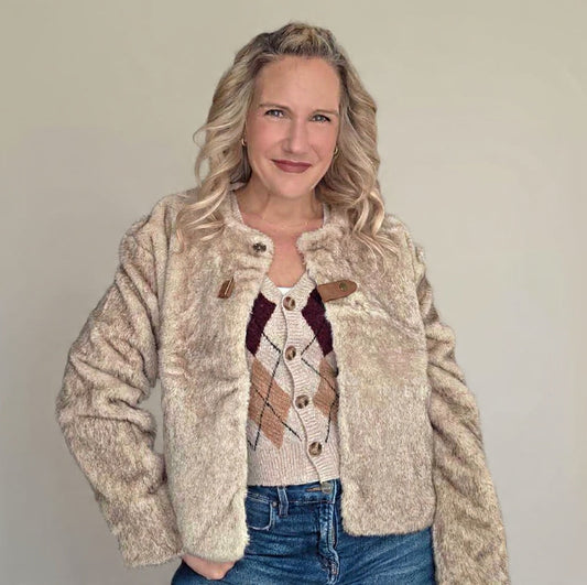 Faux Fur Round Neck Coat