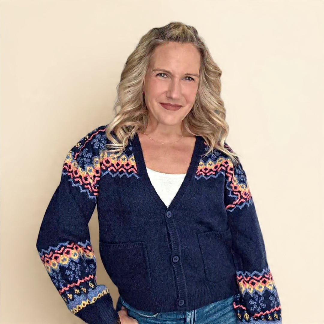 Navy Fairisle Cardigan