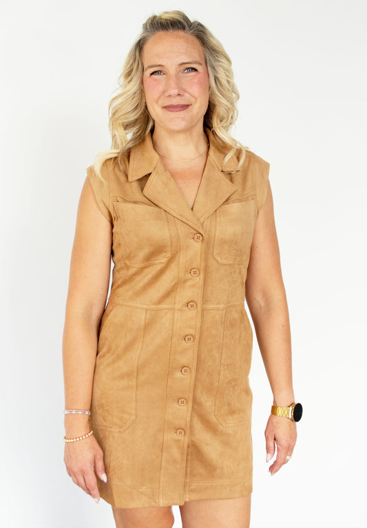 Faux Suede Camel Dress