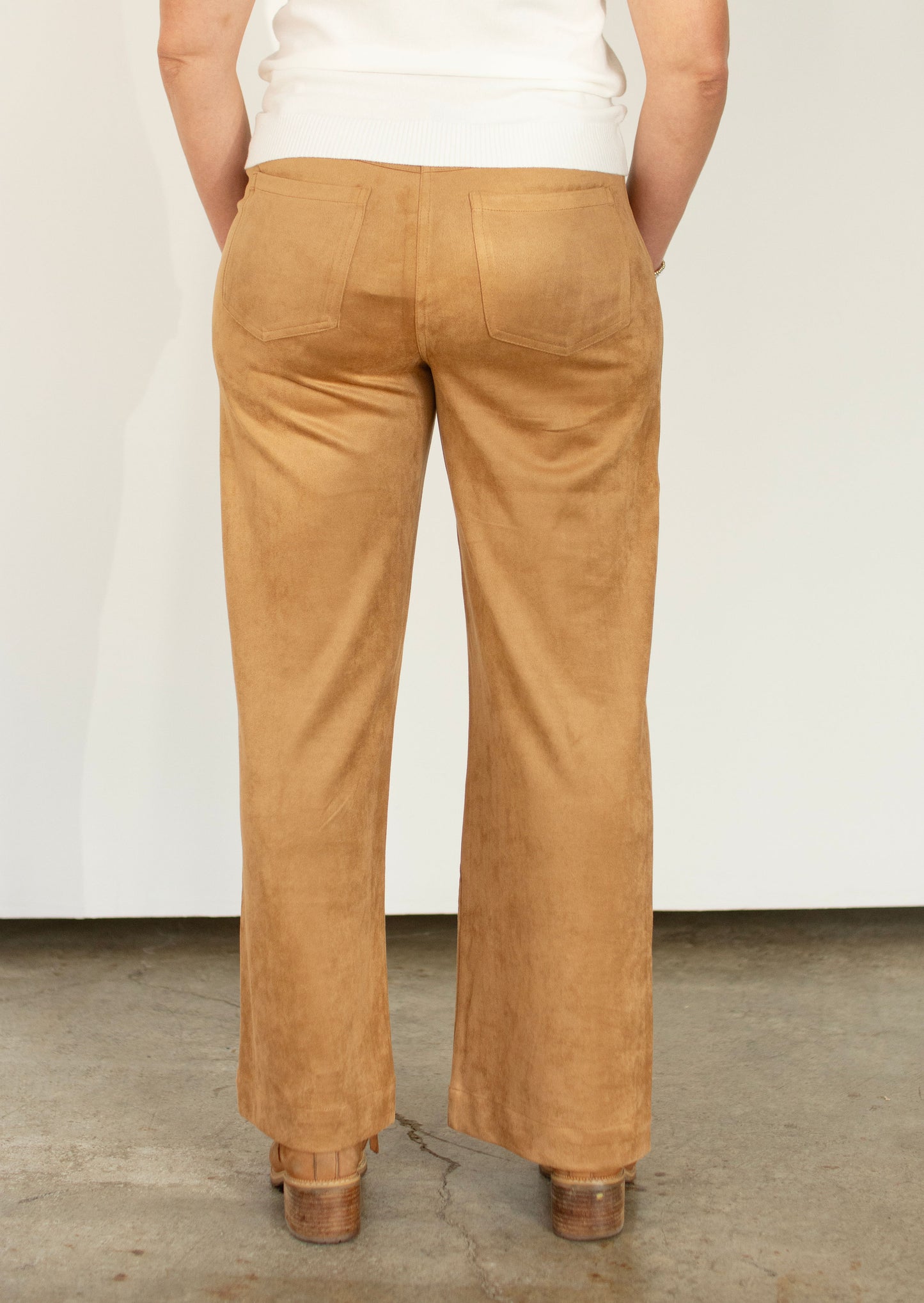 Camel Faux Suede Wide Leg Pant