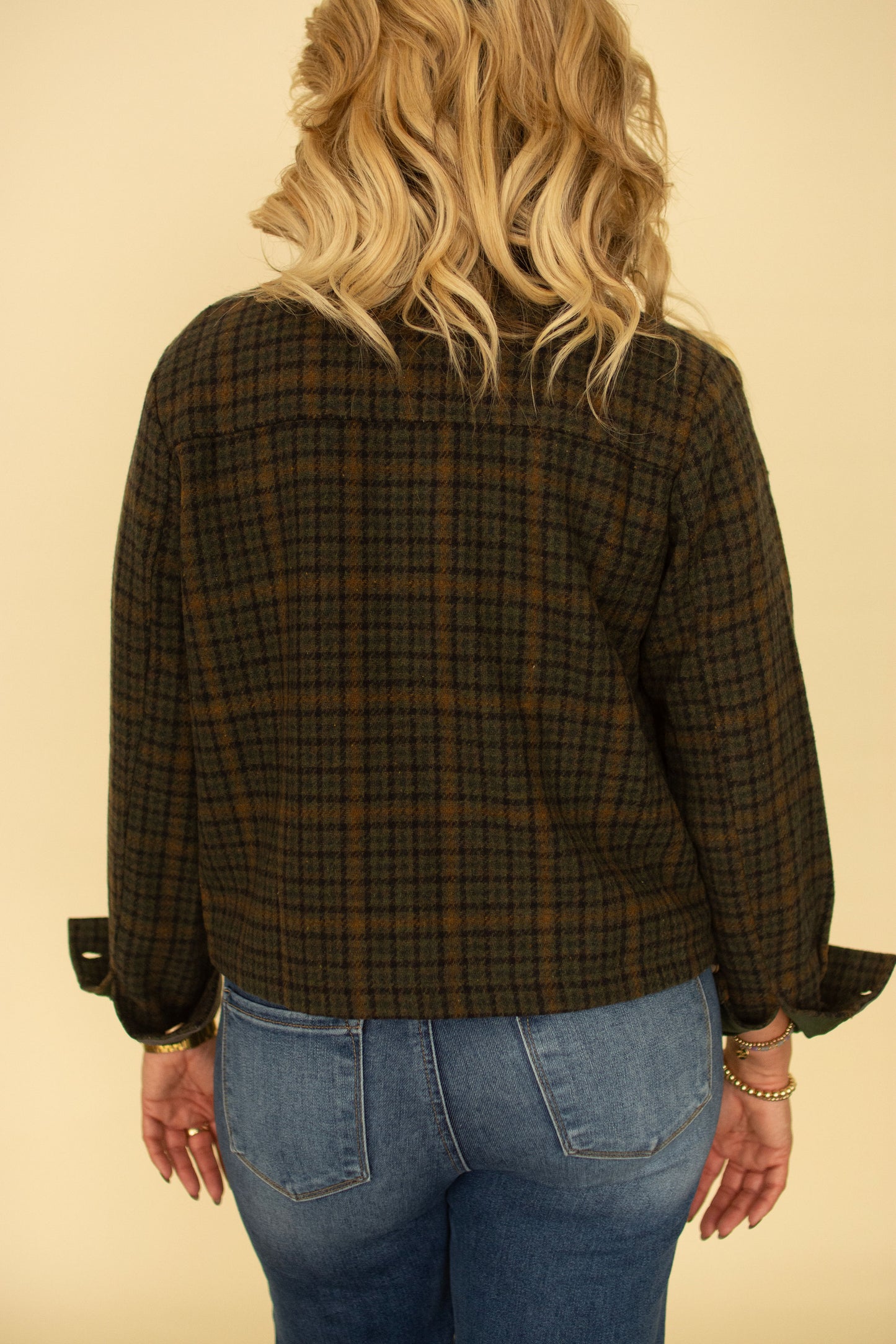 Green Plaid Button-Down Jacket