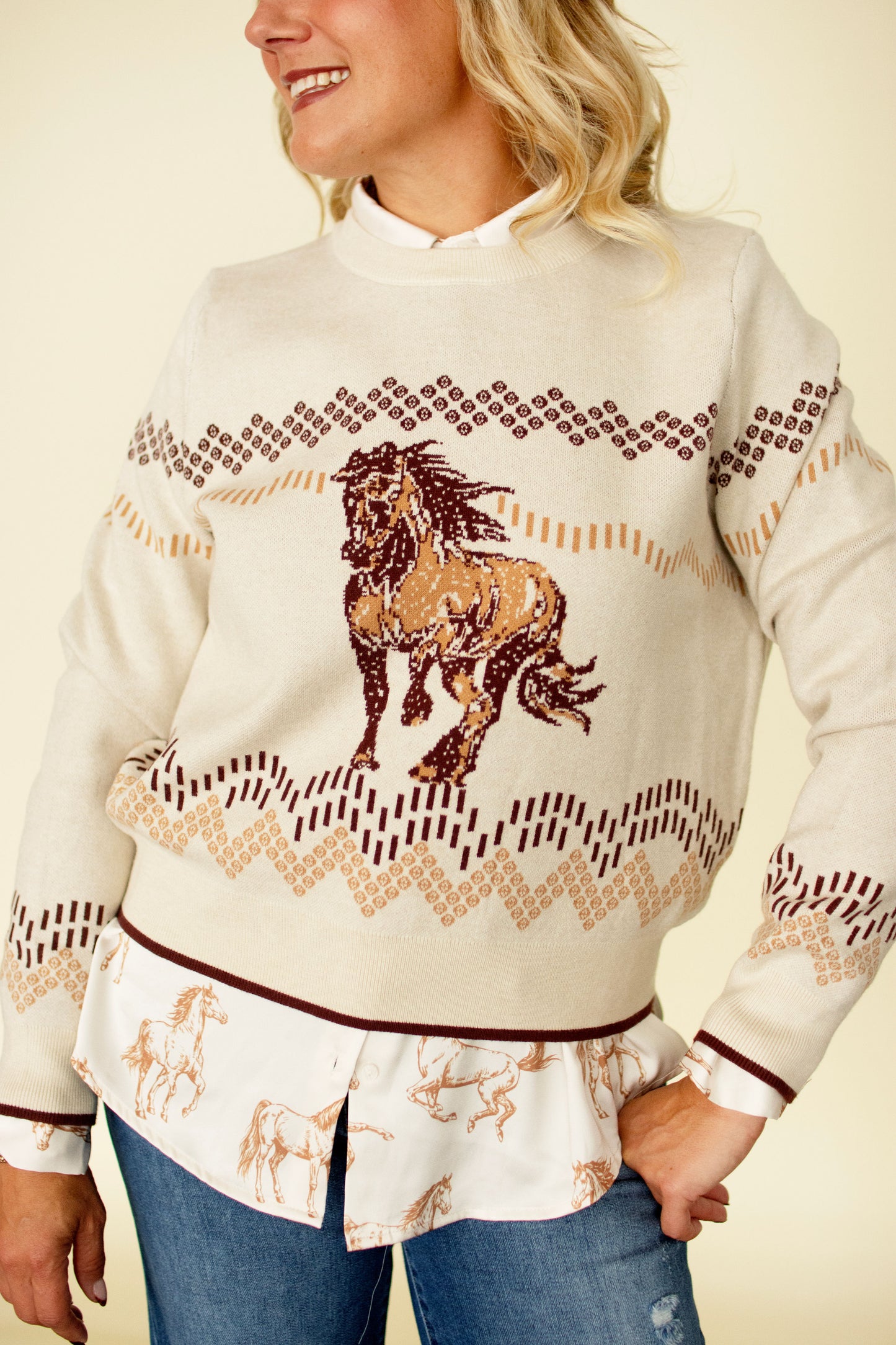 Ivory Horse Sweater