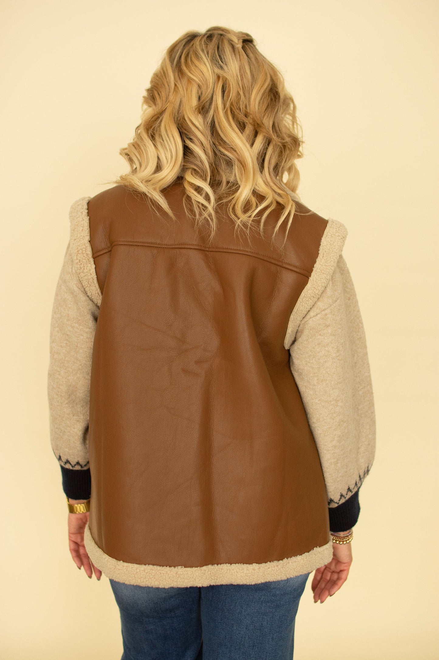 Faux Leather Shearling Vest