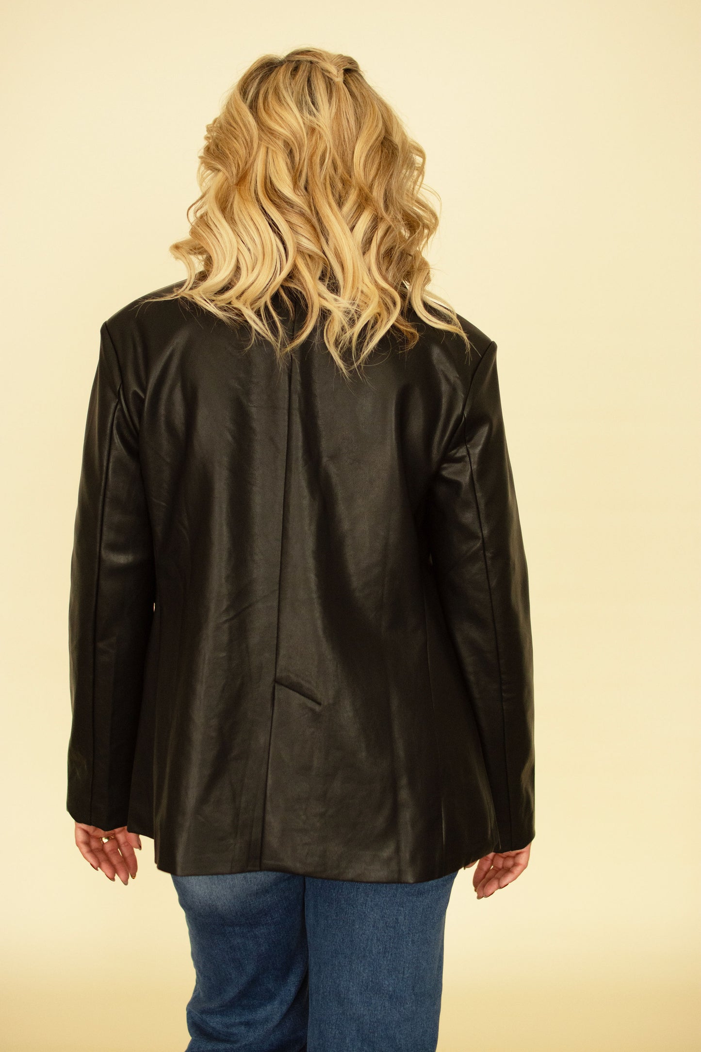 Faux Leather Black Blazer