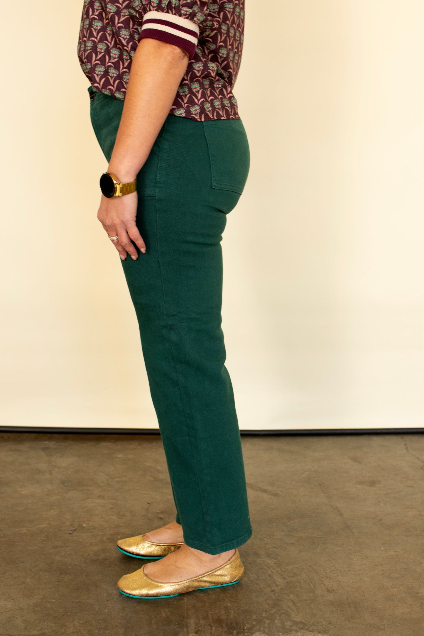 RISEN Green High Rise Ankle Bootcut Jeans