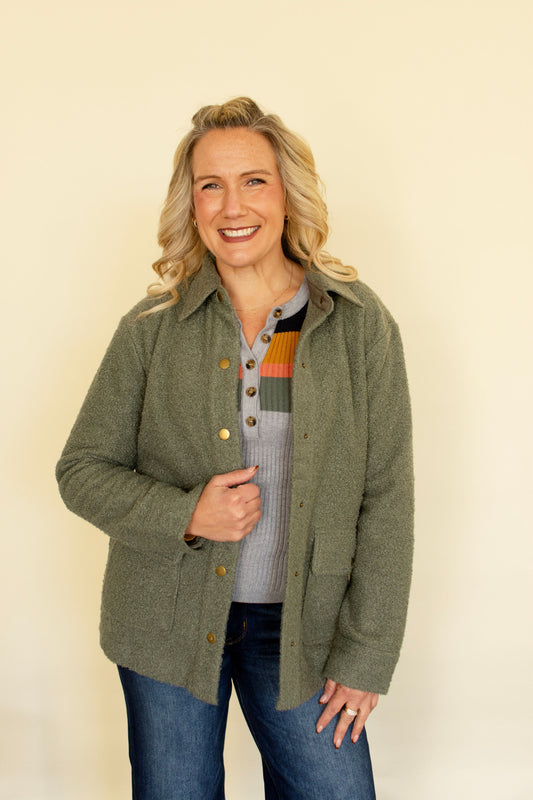 Olive Teddy Bear Jacket