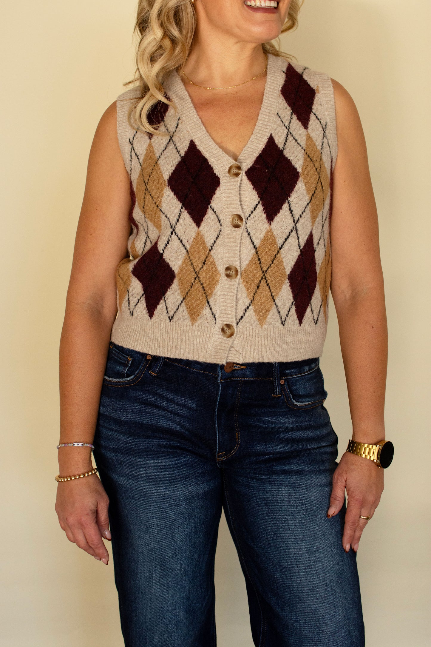 Argyle Oatmeal Vest