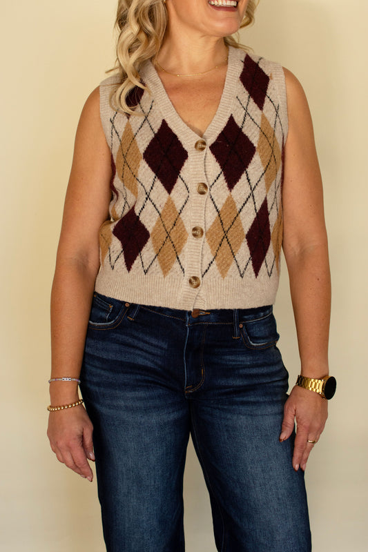 Argyle Oatmeal Vest