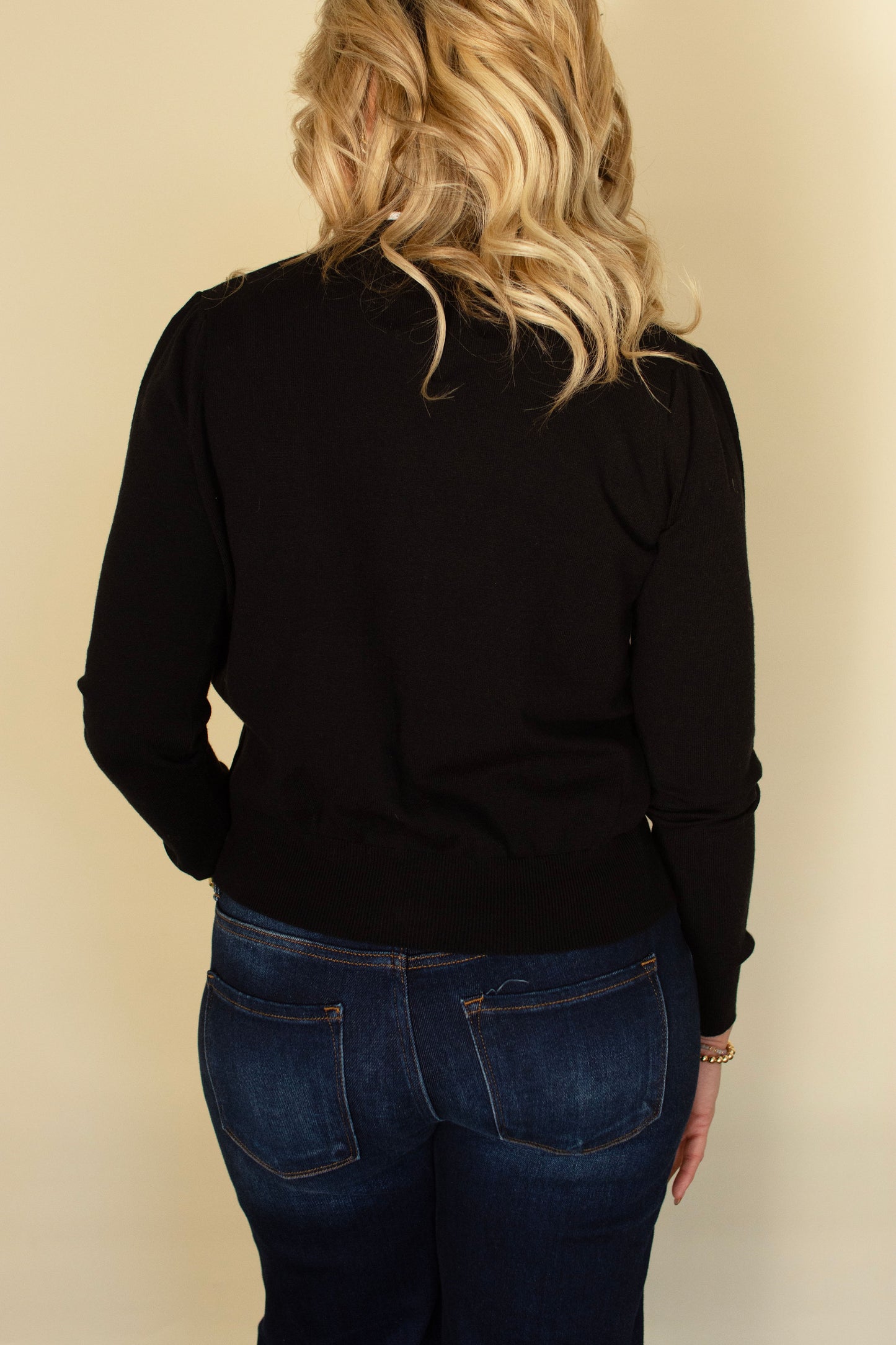 Soft Black Cardigan w/ Lace Detail