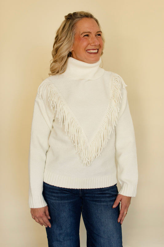Off-White Fringe Turtle Neck Sweater