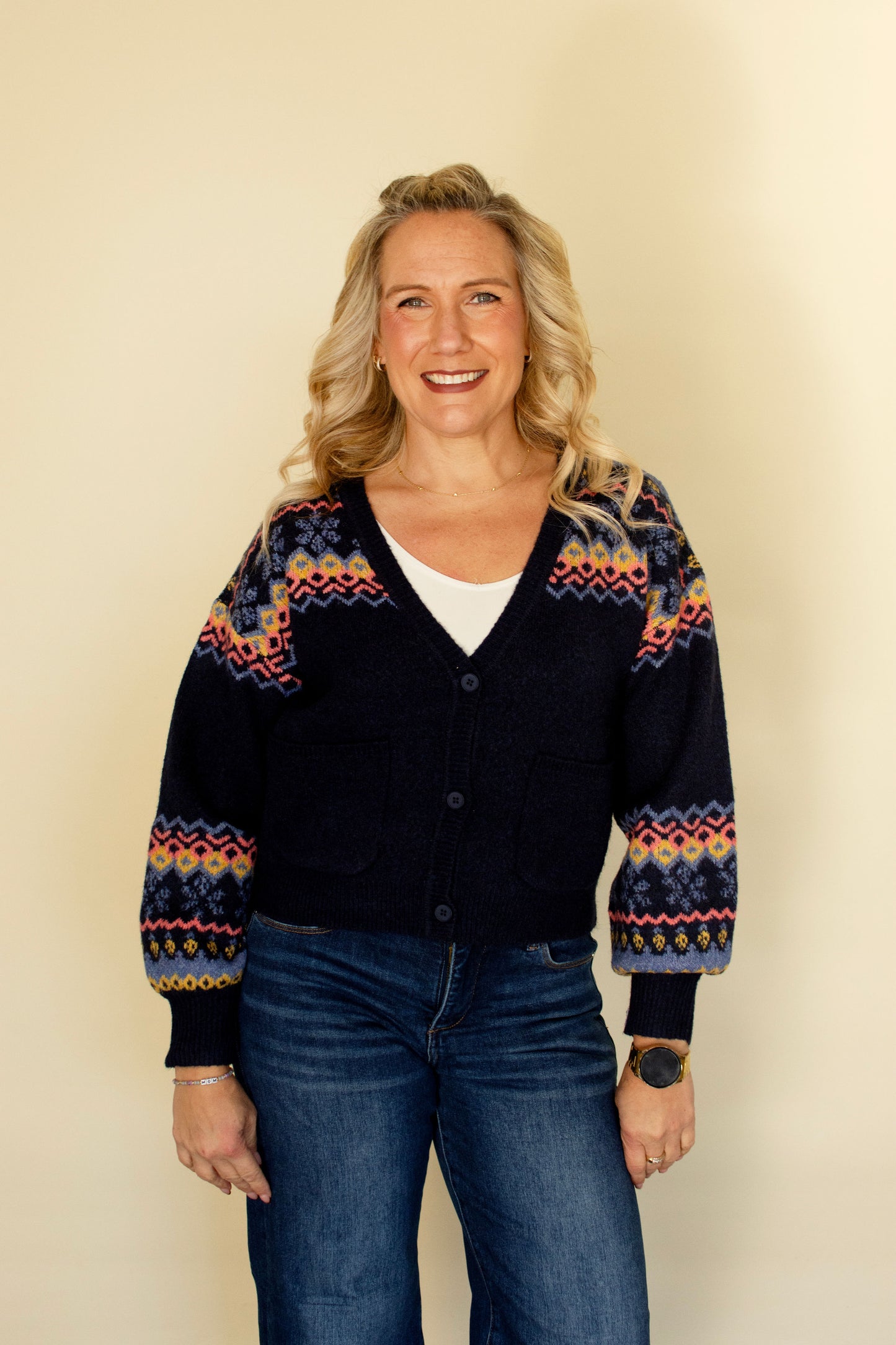 Navy Fairisle Cardigan