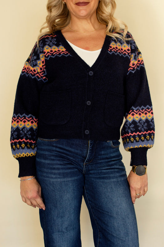 Navy Fairisle Cardigan