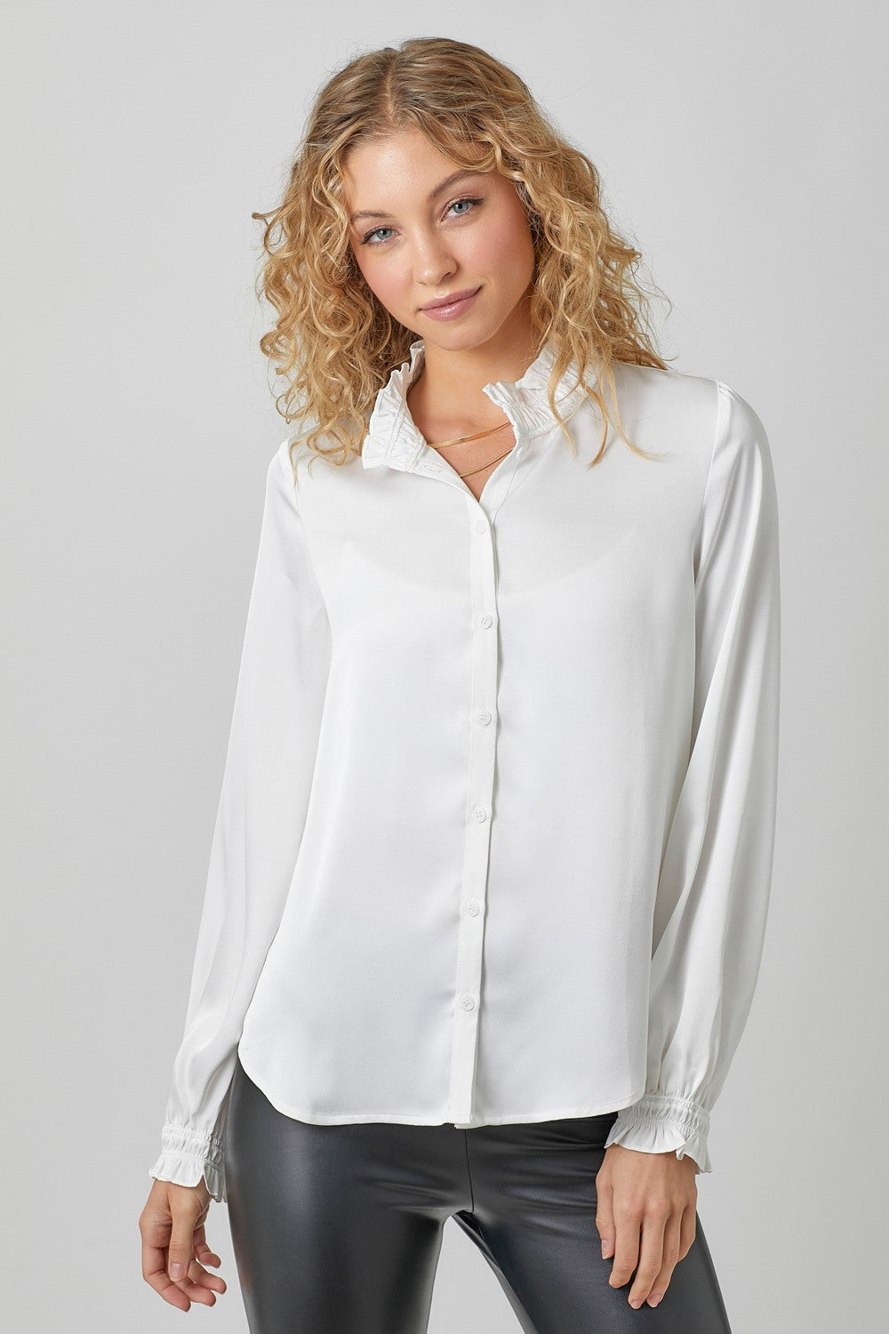 Off-White Ruffle Collar Silk Blouse