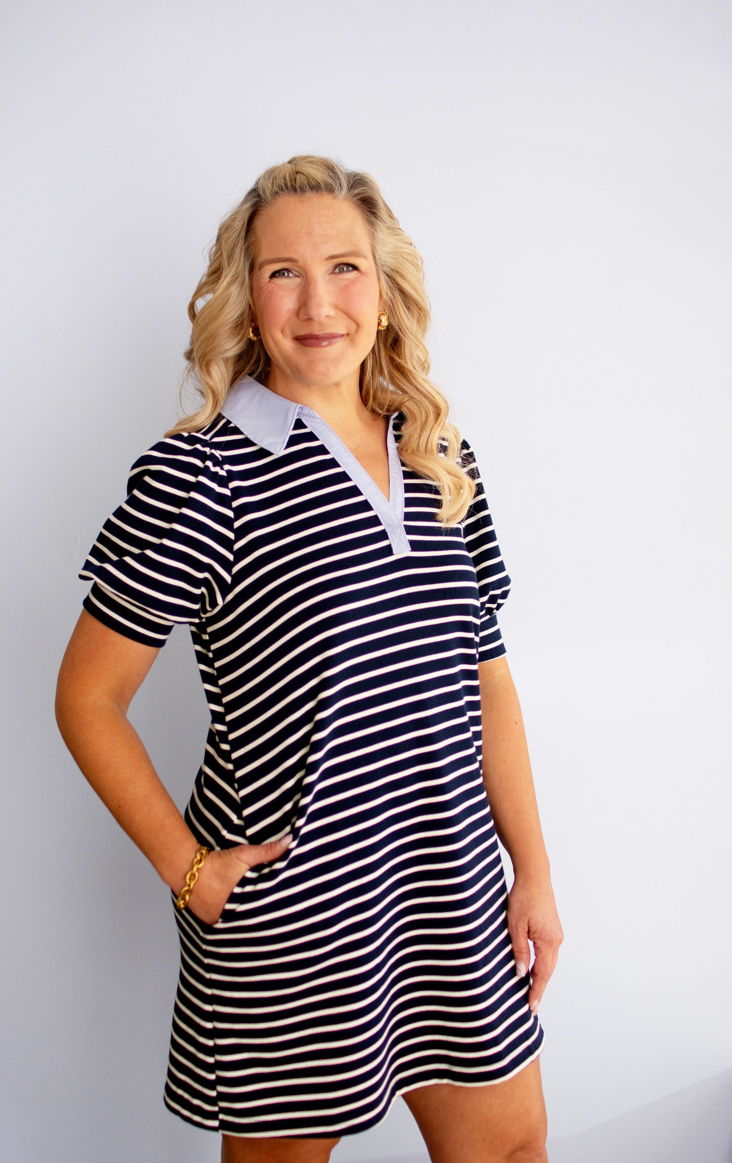 Navy Striped Dress