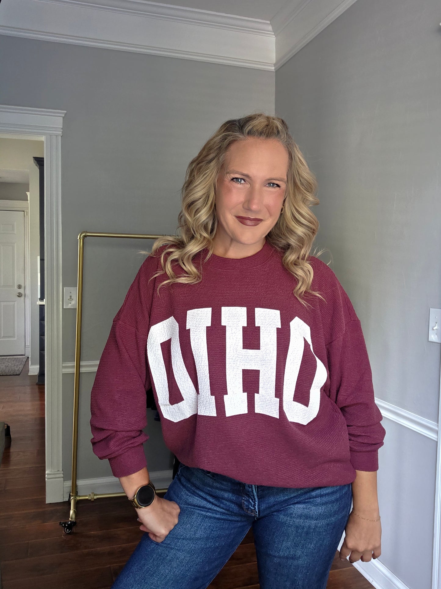 Scarlet OHIO Waffle Knit Oversized Sweatshirt