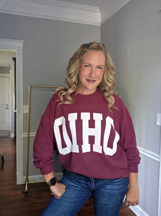 Scarlet OHIO Waffle Knit Oversized Sweatshirt