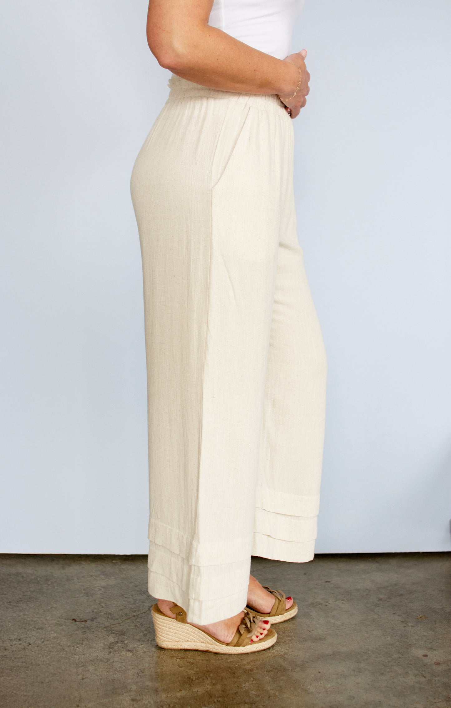 Light Tan Linen Flowy Pants