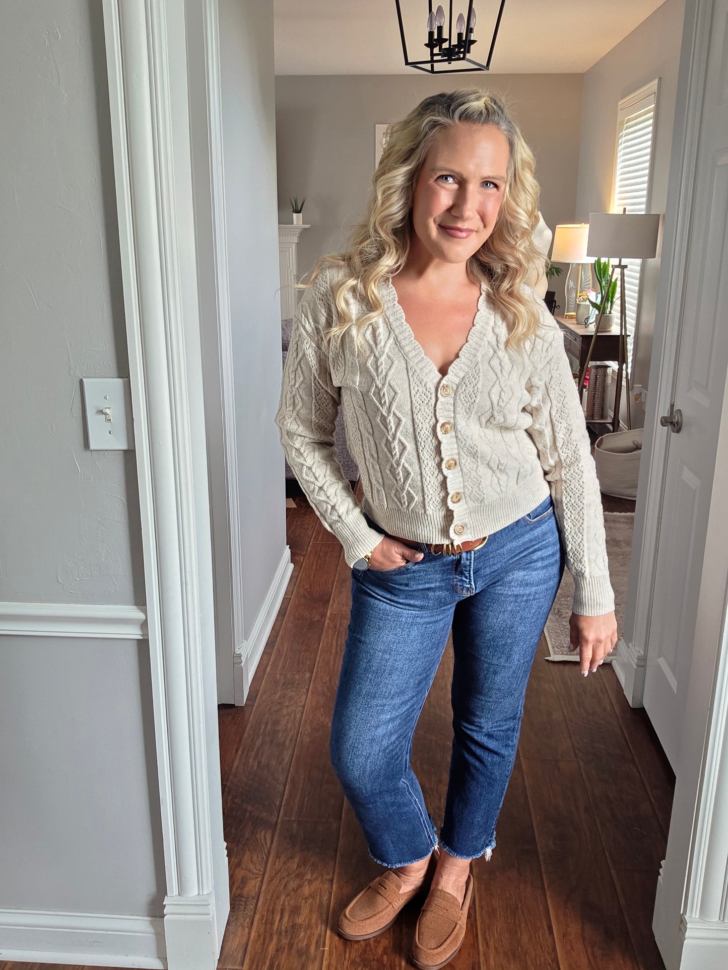 Oatmeal Cable Knit Cardigan
