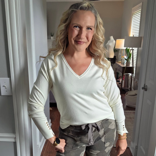 Soft Ivory V-Neck Top