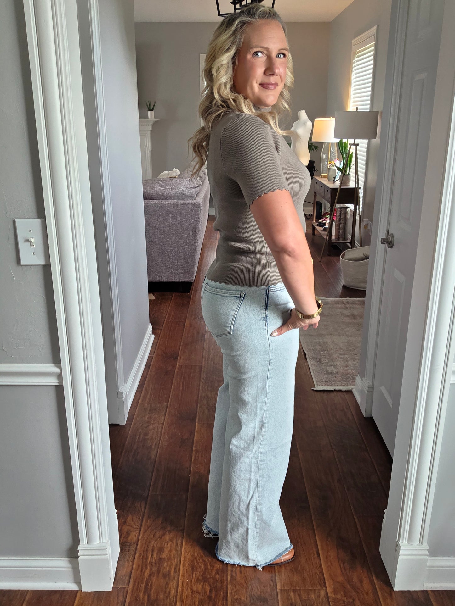 RISEN Ultra Light Wash Wide Leg Jeans