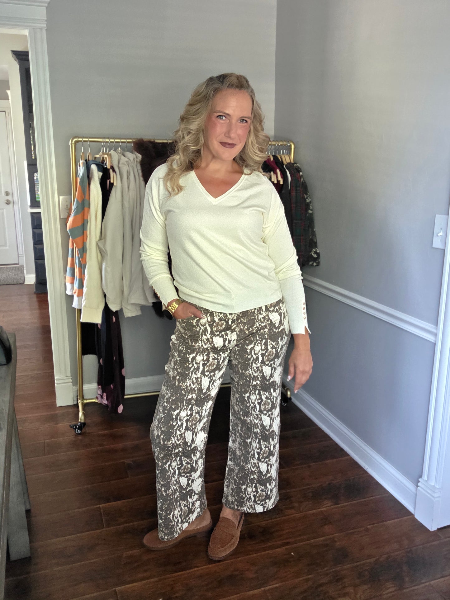 Snake Print Wide Leg Pants