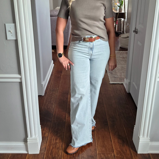 RISEN Ultra Light Wash Wide Leg Jeans