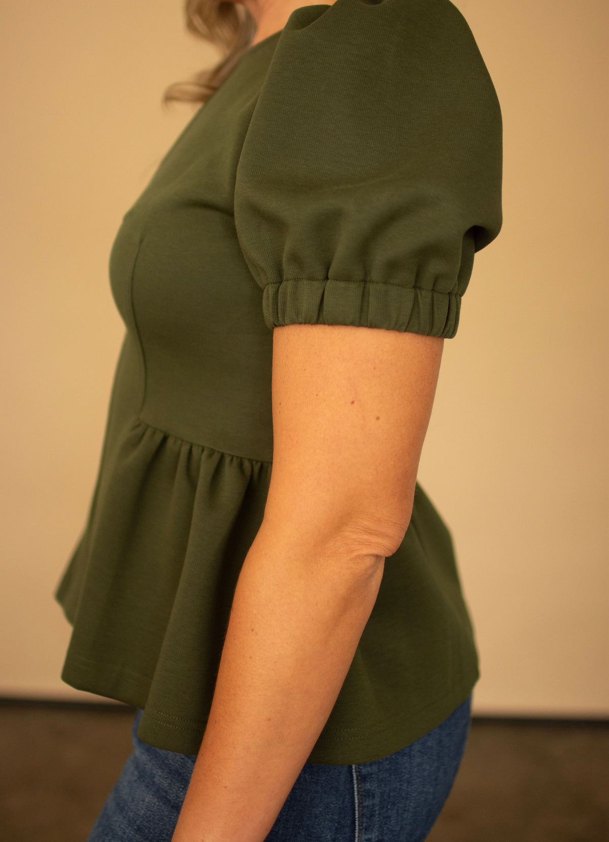 Dark Green Peplum Top
