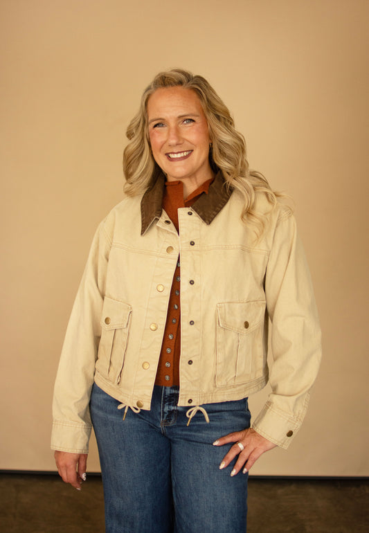 Tan Utility Jacket w/ Brown Collar