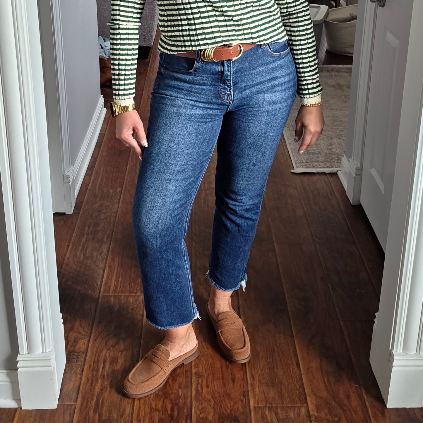 RISEN Tummy Control High Rise Crop Straight Leg Jeans