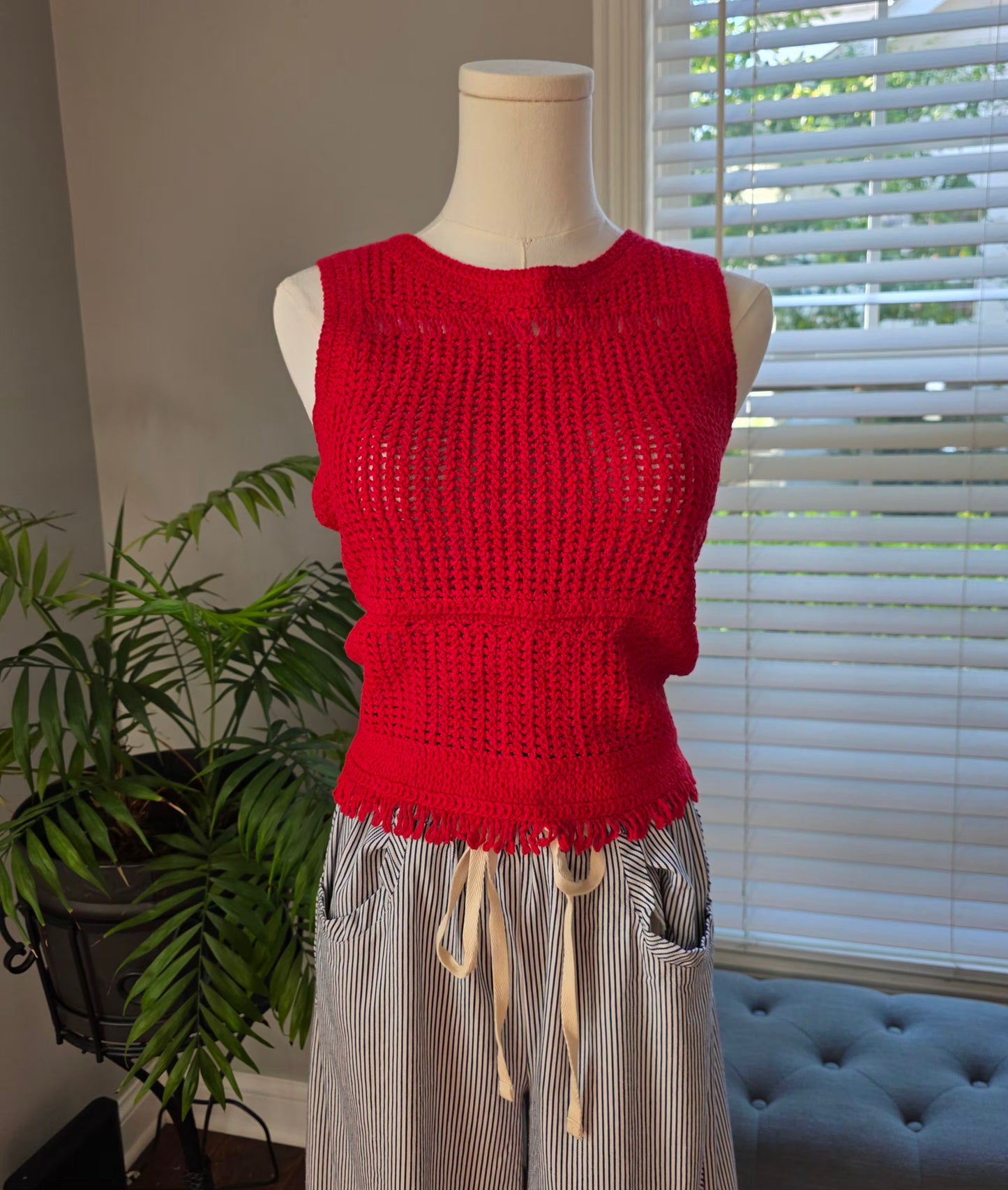 Red Sleeveless Crochet Top