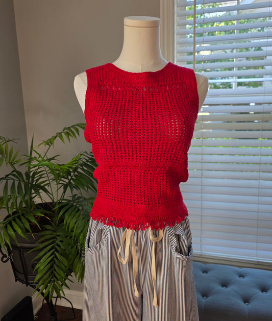 Red Sleeveless Crochet Top