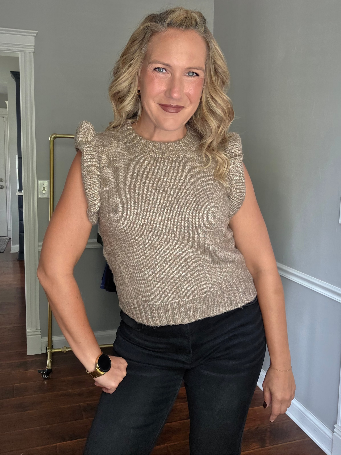 Mocha Ruffle Sleeve Sweater