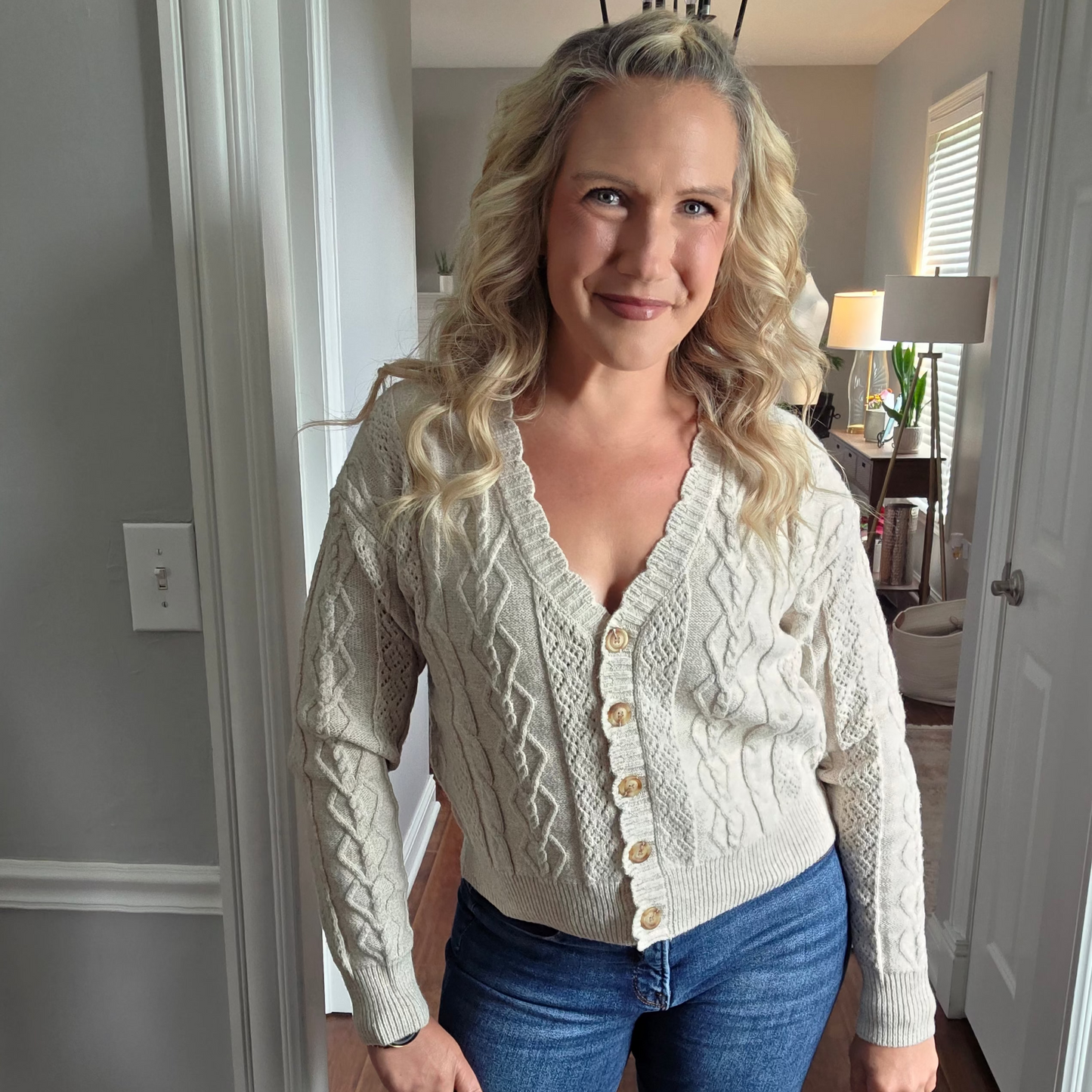 Oatmeal Cable Knit Cardigan