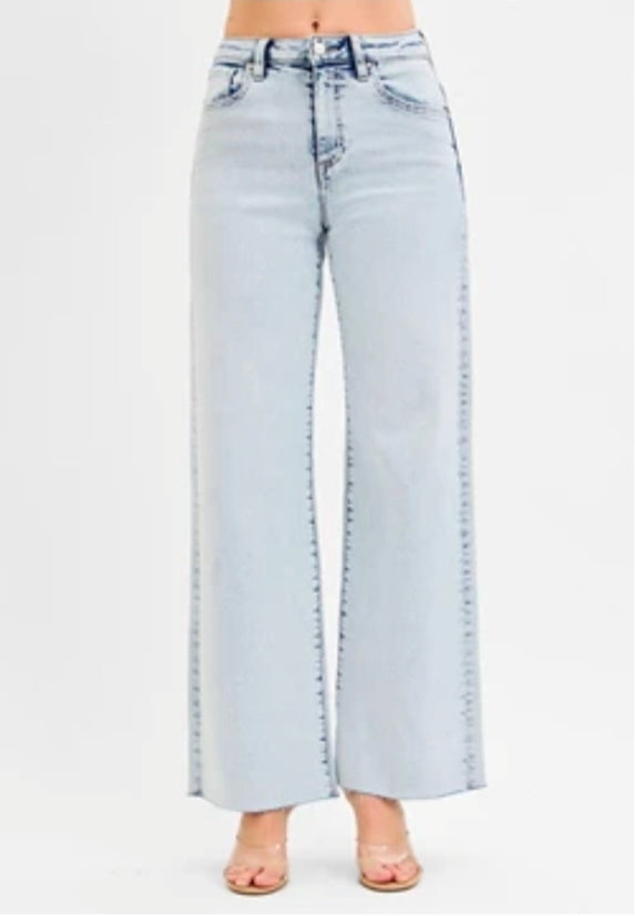 RISEN Ultra Light Wash Wide Leg Jeans