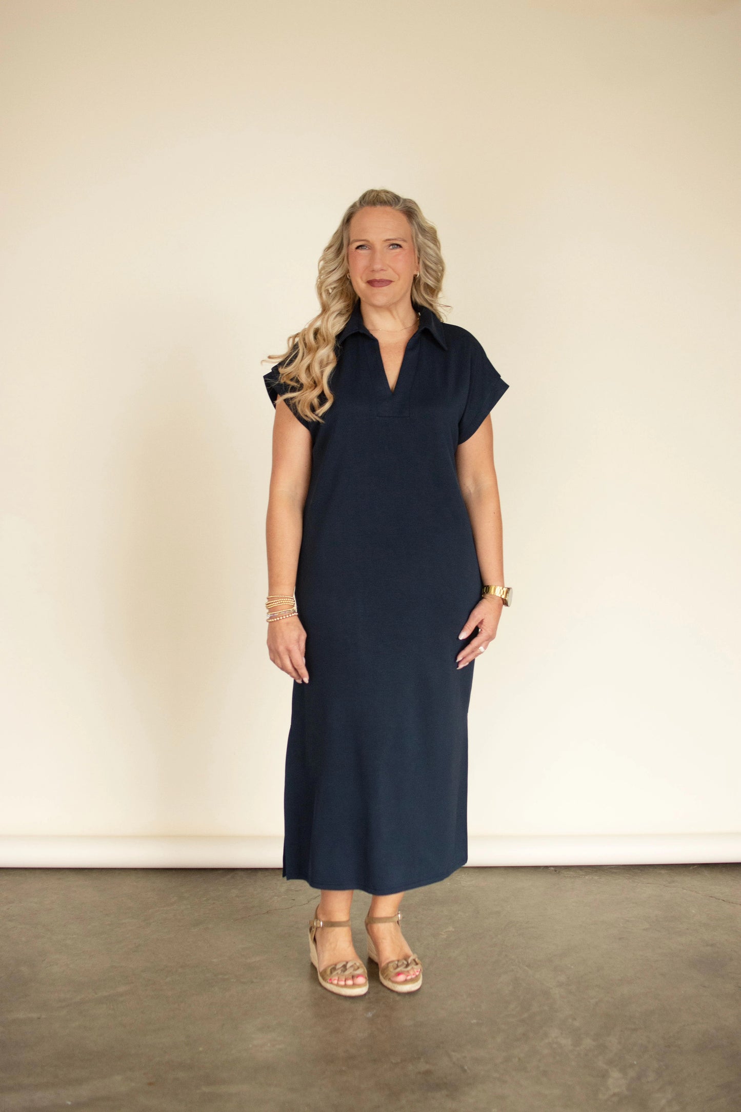 Navy Blue Midi Dress